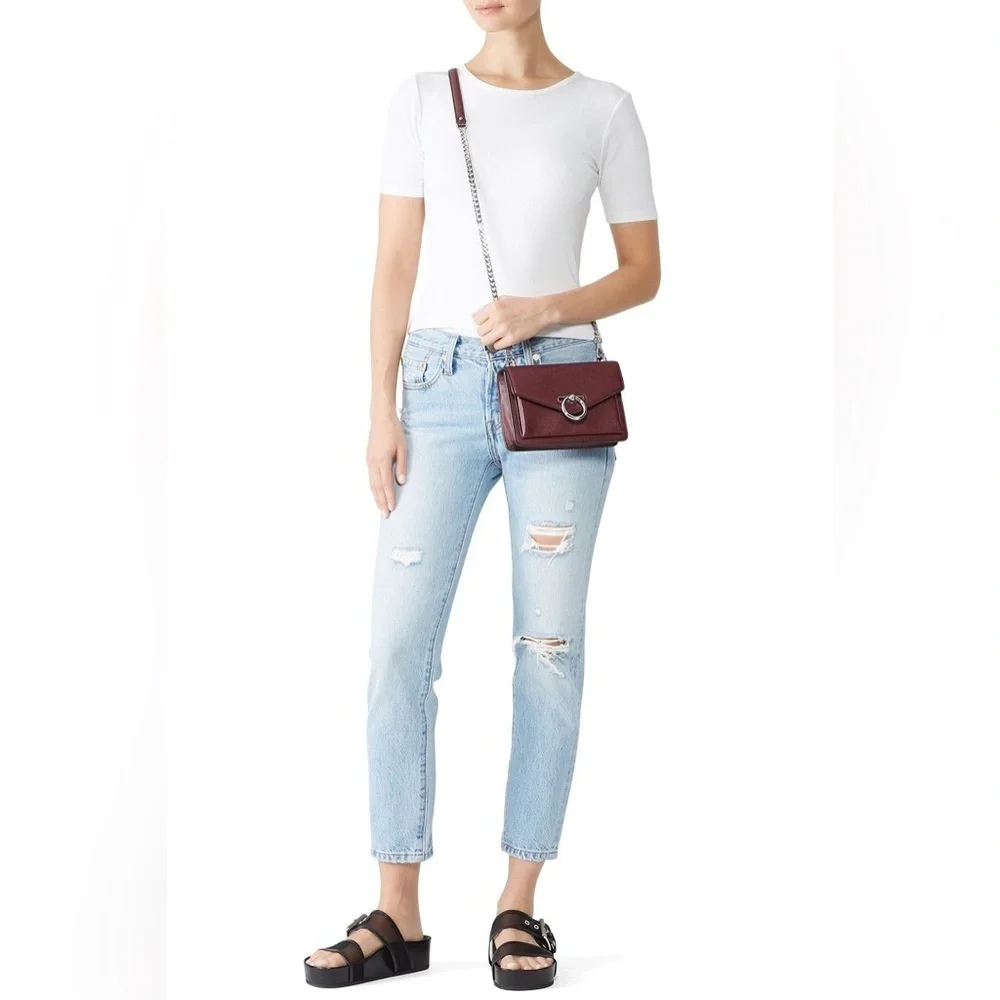 Rebecca Minkoff Jean Crossbody Chain Strap Mini Purse in Burgundy